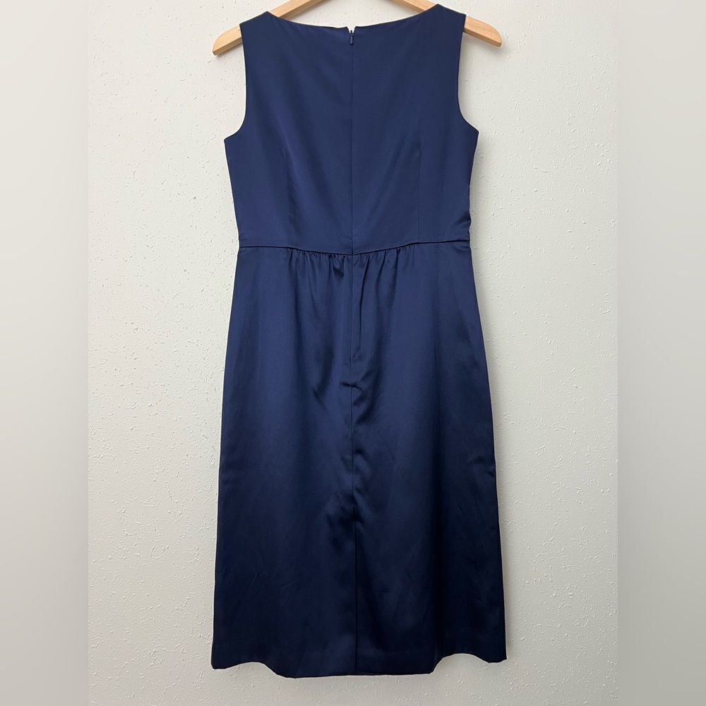 Brooks Brothers Navy Silk Blend Satin Sheath Dress Size 4 - Picture 2 of 6